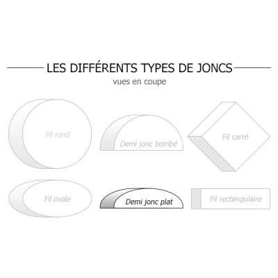 Bracelet Demi Joncs Plats Soudés Massif 48 x 58 mm, 3 Ors 750 - Emanessence