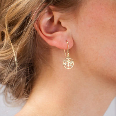 Boucles d'oreilles Arbre de Vie Ajouré, Plaqué Or Jaune 3 microns - Naïades