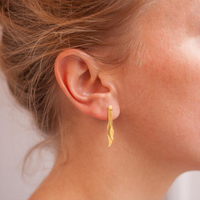 Boucles d'oreilles Pendantes, Plumes Or Jaune 375 - Scarlett or Scarlett