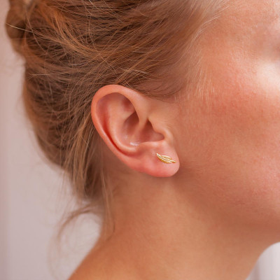 Boucles d'oreilles Plume, Or Jaune 375 - Scarlett or Scarlett