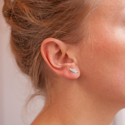Boucles d'oreilles plumes, Or Blanc 375 - Scarlett or Scarlett