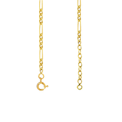 Chaîne de Cheville Maille Cheval Alternée, Or Jaune 750, 25 cm - Emanessence