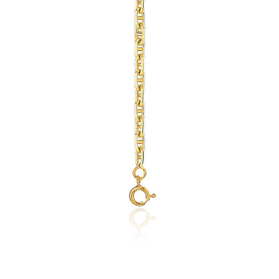 Chaîne de Cheville Marine Battue, Or Jaune 750, 25 cm - Emanessence