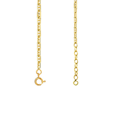 Chaîne de Cheville Marine Battue, Or Jaune 750, 25 cm - Emanessence