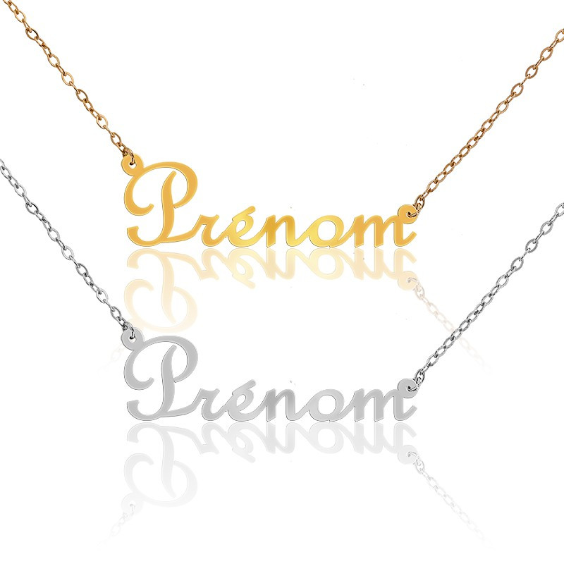 Collier Prénom Personnalisé Kiddo Sky - Plaqué Or 18k - Chaîne 16-22" - Cadeau Pour Maman, Famille