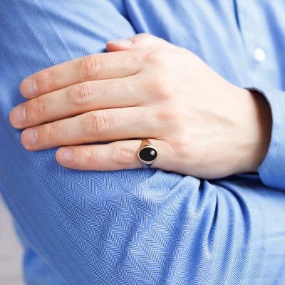 Chevalière Onyx, Diamant 0,02 ct 10 x 13 mm, Or jaune 750 - Imperium