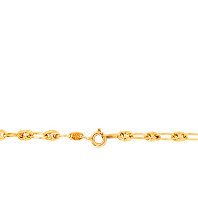 Gourmette Rectangle Maille Grain de Café Or Jaune 375, 14 cm réglable, Largeur 3,00 mm - Bambins