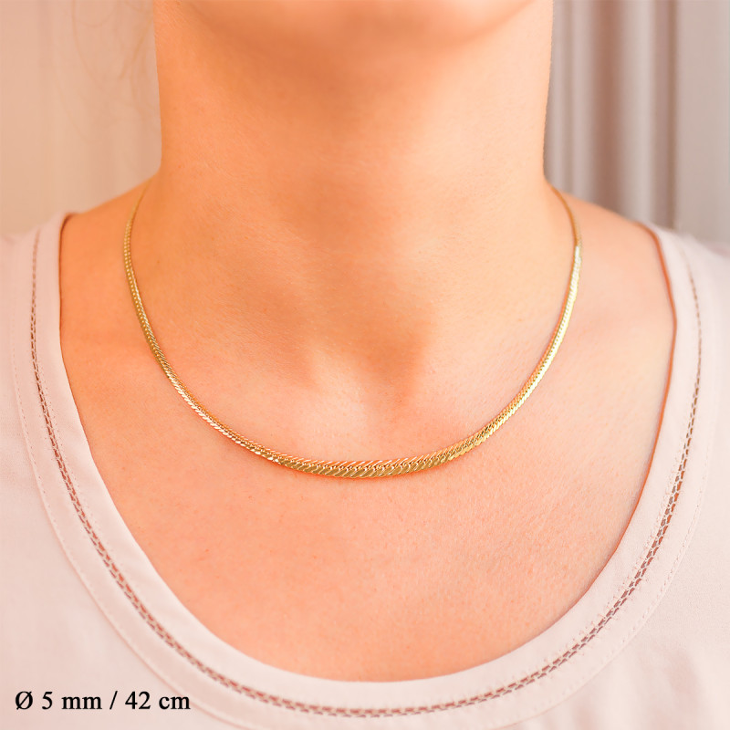 Collier or jaune 750/000 CARADOR en maille anglaise