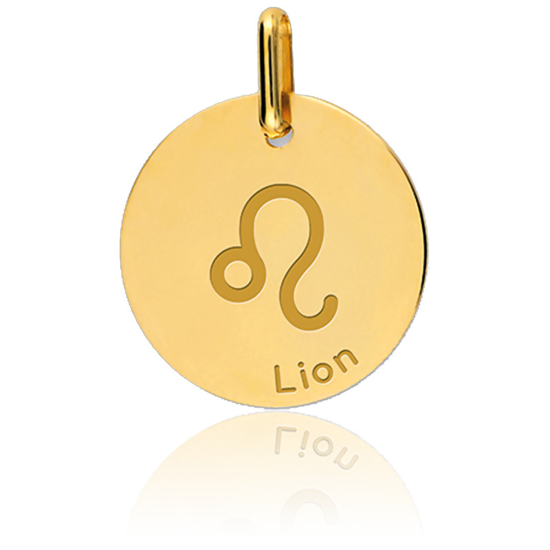 Pendentif Lion En Or 8 Carats - Bijou Zodiaque Élégant 15x10mm