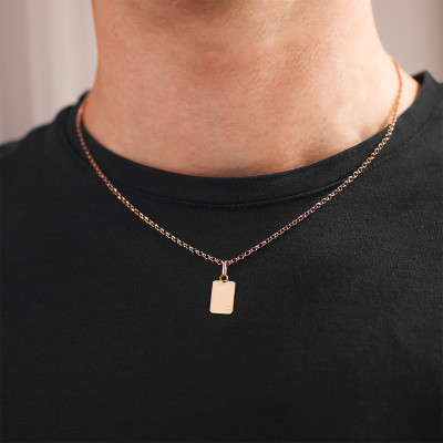 Pendentif Plaque, Or jaune 750 & Diamant 0,01ct - Lucas Lucor