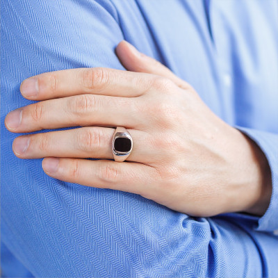 Chevalière Onyx 11x9 mm, Argent Massif - Imperium