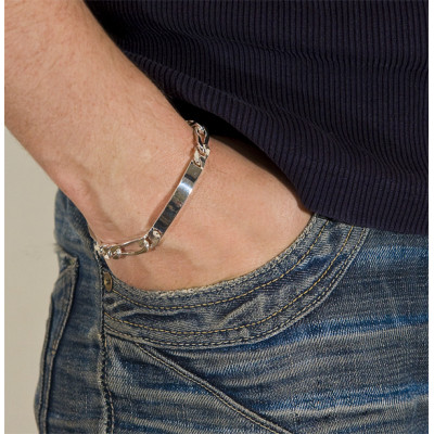 Gourmette Maille Cheval Alternée 1-2, Argent, 19 à 21cm - Artemis