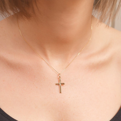Croix à l'Etoile, Or jaune 750, 12x23mm - Emanessence