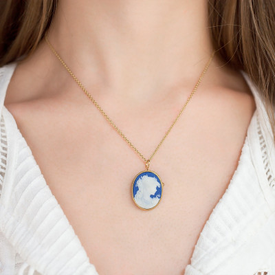Pendentif Broche Camée Diana, Or jaune 750 - Emanessence