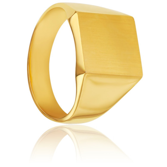 Chevalière Carrée Brossée 11x12 mm, Or Jaune 18K - Pichard