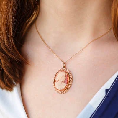 Pendentif Camée Jeanne, Or jaune 750 - Emanessence