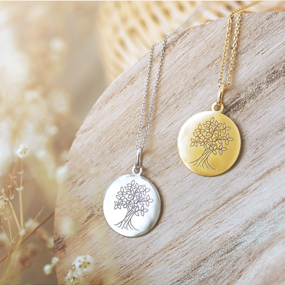 Médaille Arbre de Vie Gravé, Or jaune 750, 18mm - Argyor