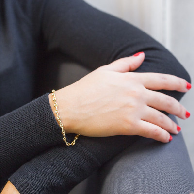 Bracelet Grain de Café Creux, Or jaune 375, 19 cm - Manillon