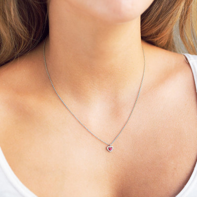 Collier Coeur Rubis & Diamant, Or Blanc 750 - Diamond Lady