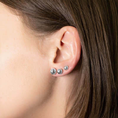 Puces d'oreilles boule, Or blanc 750 - Emanessence