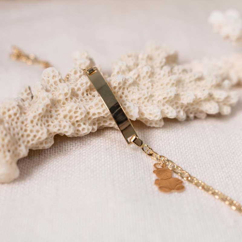 Gourmette Bebe Ourson Or Jaune 18k Bambins