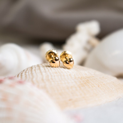 Boucles d'oreilles petit coeur, Or jaune - Bambins