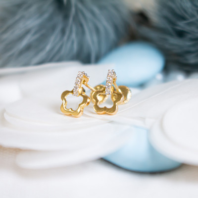Boucles d'oreilles fleur ajourée, Or jaune - Bambins