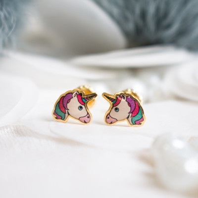 Boucles d'oreilles licorne, Or jaune - Bambins