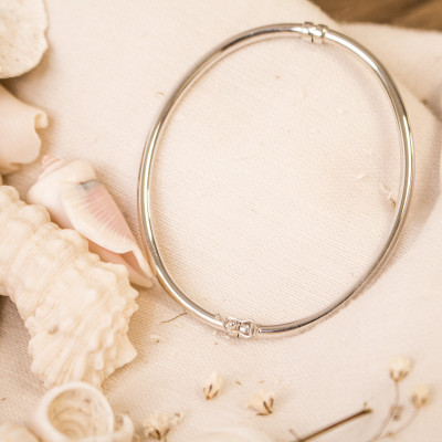 Bracelet Jonc Creux Lisse, Or blanc 750 - Emanessence