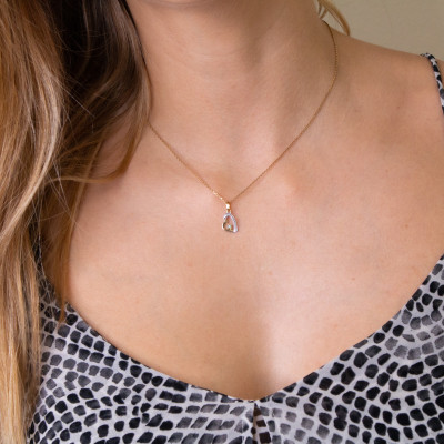 Pendentif coeur étiré emeraude, Or jaune - Emanessence