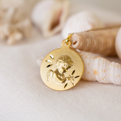 Médaille Ange à l'Etoile, Or jaune 375, 16,50 mm - Argyor
