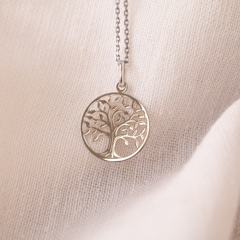 Médaille Arbre de Vie ajourée, Or blanc 18 carats - Argyor