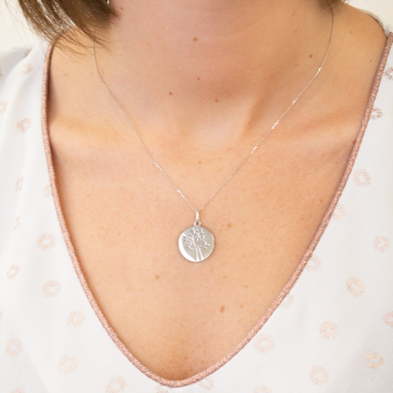 Pendentif Arbre de Vie bonheur, Or blanc 18 carats - Argyor