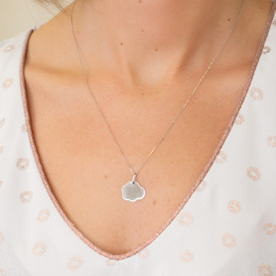 Pendentif a graver petit Nuage, Or blanc 750, 12x15mm - Lucas Lucor