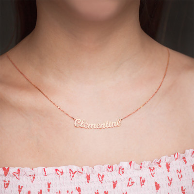 Collier personnalisé prénom diamant 0,015 ct, Or rose 375, 42cm - Rosatella