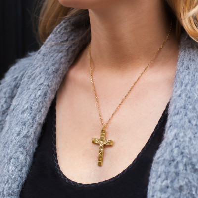 Croix Christ Solaire, Or Jaune 750, 30x42mm - Lucas Lucor