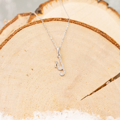 Pendentif lettre Y, Or blanc 750 et diamants - Allegoria