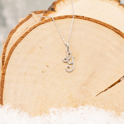 Pendentif lettre G, Or blanc 750 et diamants - Allegoria