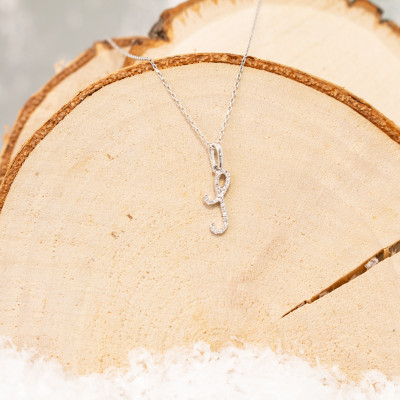 Pendentif lettre I, Or blanc 750 et diamants - Allegoria
