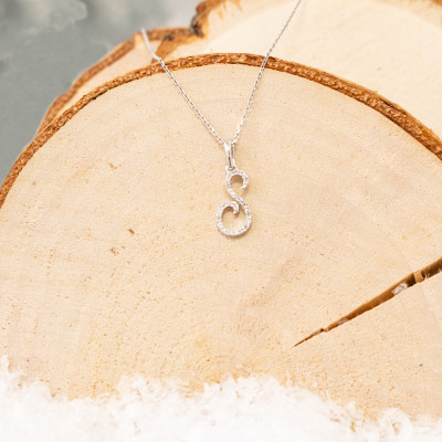 Pendentif lettre S, Or blanc 750 et diamants - Allegoria