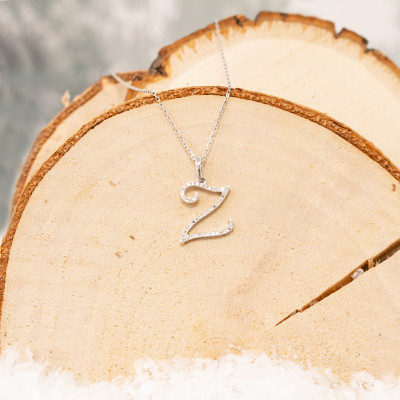 Pendentif lettre Z, Or blanc 750 et diamants - Allegoria