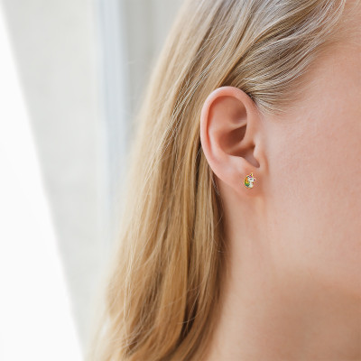Boucles d'oreilles Licorne, Or jaune 375 & émail - Bambins