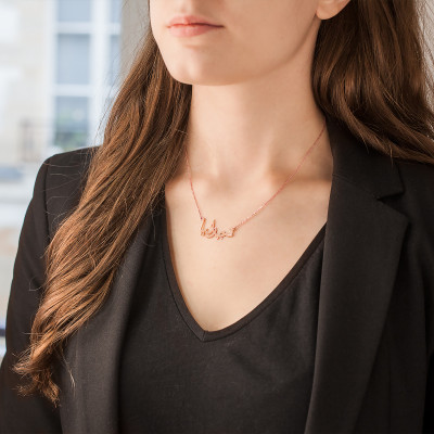 Collier personnalisé Prénom Arabe, Or Rose 375 & Diamant 0,015 ct - Rosatella