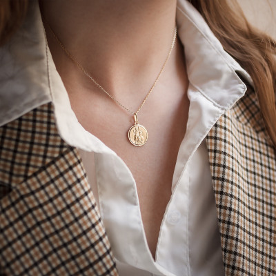 Médaille Saint Christophe au liseré, Or jaune, 16mm - Lucas Lucor