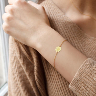 Gourmette Arbre de Vie, Or Jaune 375 & Diamant, 14 cm - Rosatella