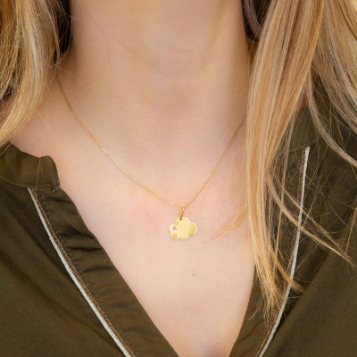 Pendentif Nuage Étoilé, Or Jaune, 16x16mm - Lucas Lucor