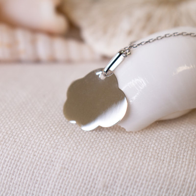 Pendentif Nuage à graver Nuage, Or Blanc 375 - Lucas Lucor