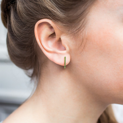 Boucles d'Oreilles Barrettes, Or Jaune & Emeraudes - Aurora