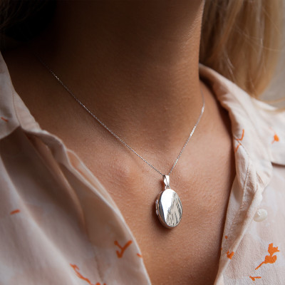 Pendentif Photo Ovale, Argent 925 Rhodié, 19x23mm - Emanessence