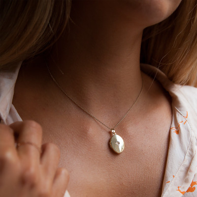Pendentif Photo étoile polaire, Zircon & Or jaune 375, 14x18mm - Emanessence